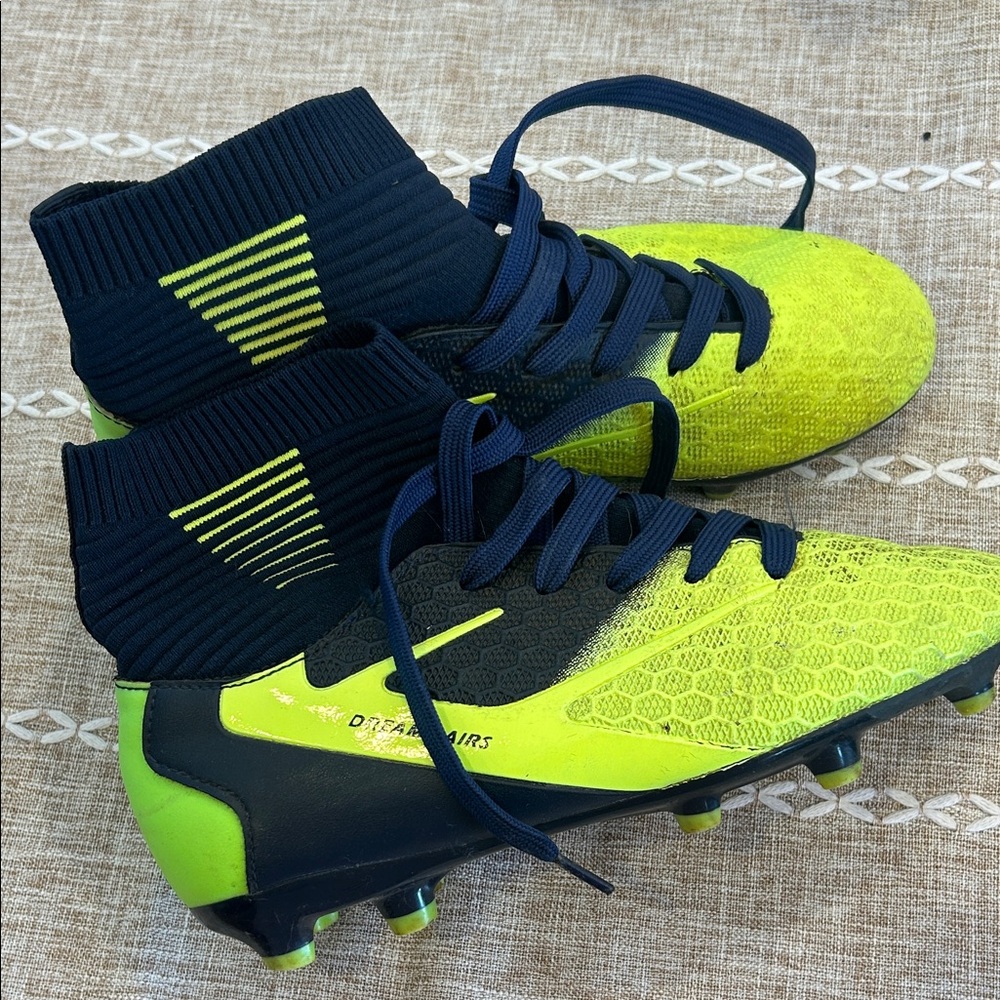 Boys Size 5- Neon Yellow and Black High-Top Cleats